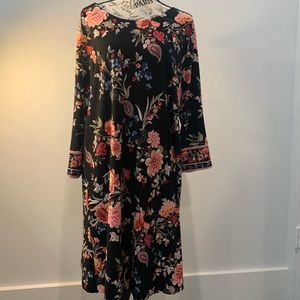 Loft Floral 3/4 Sleeve Swing Dress - size L